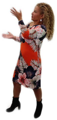Orange gesturing left